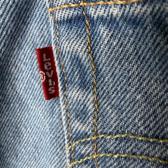 Levi's 501 Blue Distressed Jean Shorts - Picture 6 of 14